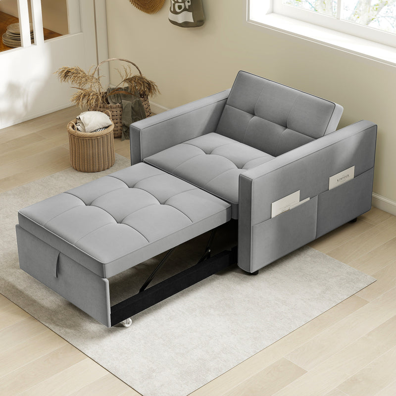 Divena Convertible Sleeper Chair With Adjustable Backrest and USB Charging Port - Grey