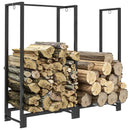 Dual Zone 4ft Steel Firewood Rack for Indoor and Outdoor Use Black