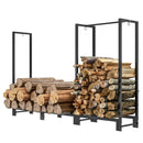 Dual Zone 6ft Steel Firewood Rack for Indoor and Outdoor Use Black