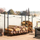 Dual Zone 6ft Steel Firewood Rack for Indoor and Outdoor Use Black