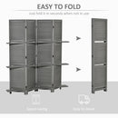 Dvita Grey 67" 4-Panel Room Divider with 3 Shelves