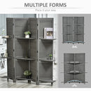Dvita Grey 67" 4-Panel Room Divider with 3 Shelves