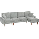 Light Grey Sofa Sectional with Chaise Lounge that is reversible on a White Background 