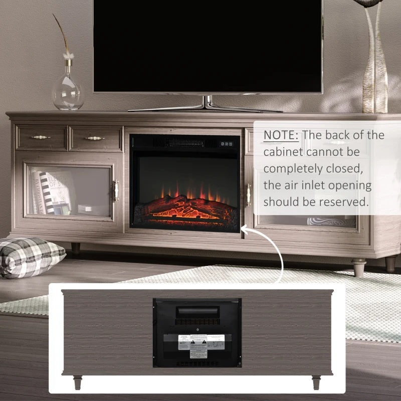 Electric Fireplace Insert and Remote for 23"W x 17.2"H Space with Realistic Log and Flames