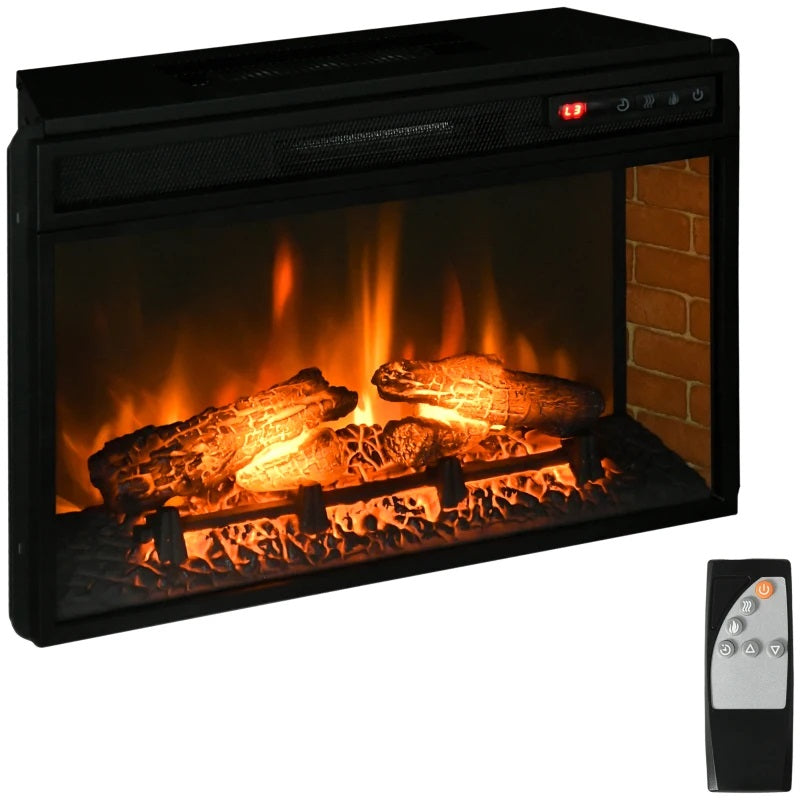 Electric Fireplace Insert and Remote for 27"W x 17.7"H Space with Realistic Log and Flames