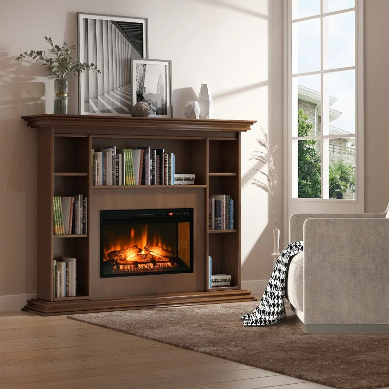 Electric Fireplace Insert and Remote for 27"W x 17.7"H Space with Realistic Log and Flames