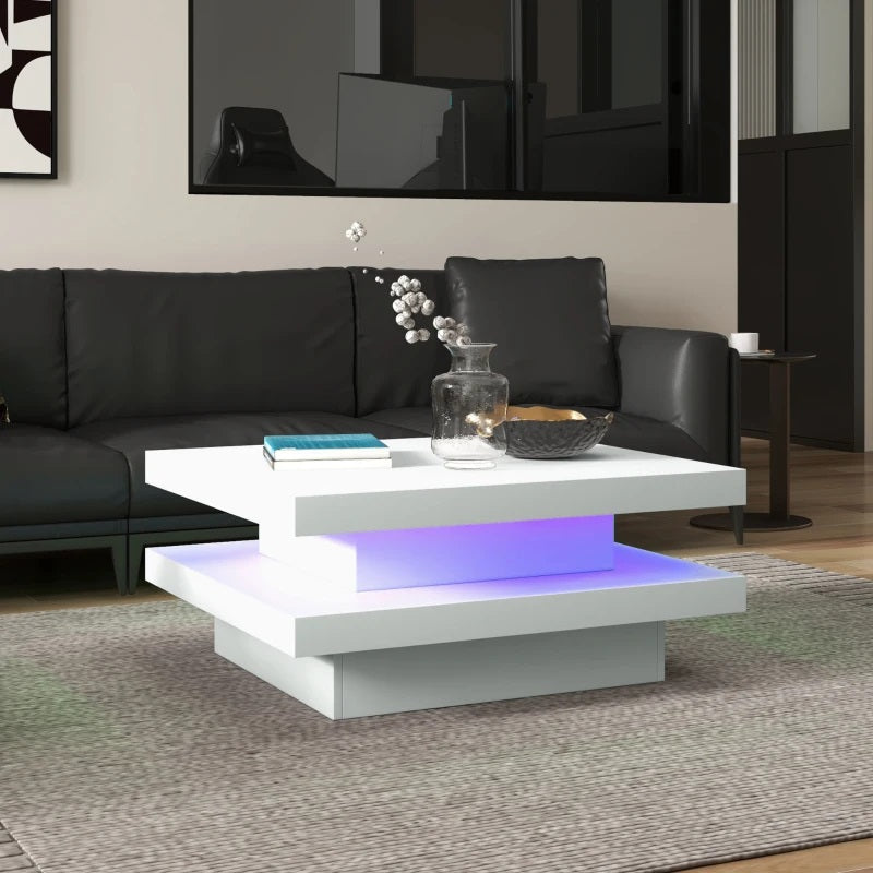 Ellie Modern White Square Coffee Table with Colour Changing LED Light