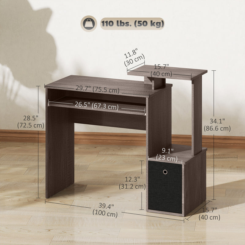 Emberlyn Court 39" Computer Desk with Sliding Keyboard Tray, Storage Drawer and Shelf - Grey