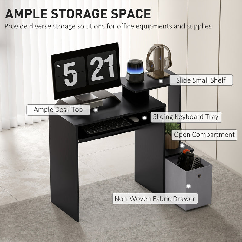 Emberlyn Court 39" Computer Desk with Sliding Keyboard Tray, Storage Drawer and Shelf - Black