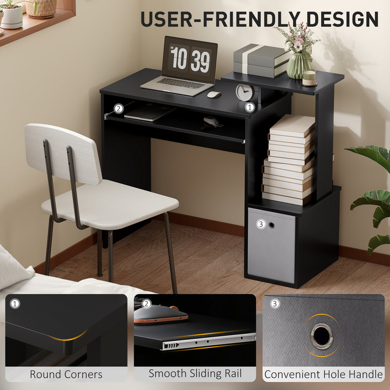 Emberlyn Court 39" Computer Desk with Sliding Keyboard Tray, Storage Drawer and Shelf - Black