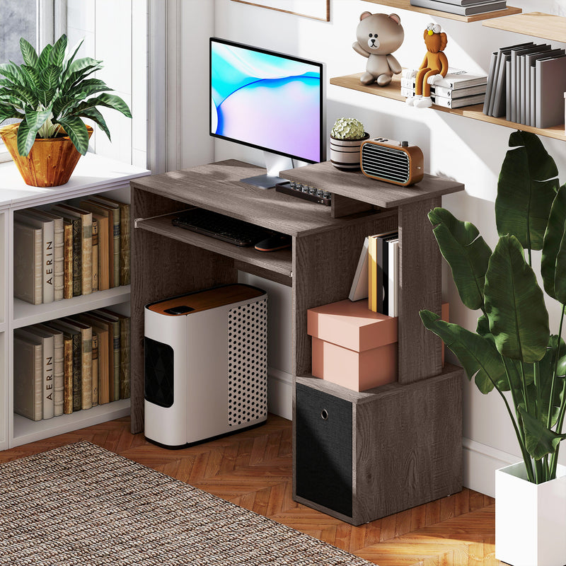 Emberlyn Court 39" Computer Desk with Sliding Keyboard Tray, Storage Drawer and Shelf - Grey