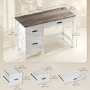 Emerson Modern White Farmhouse Student Desk with 3 Drawers, File Drawer for Small Spaces and Woodgrain Desktop