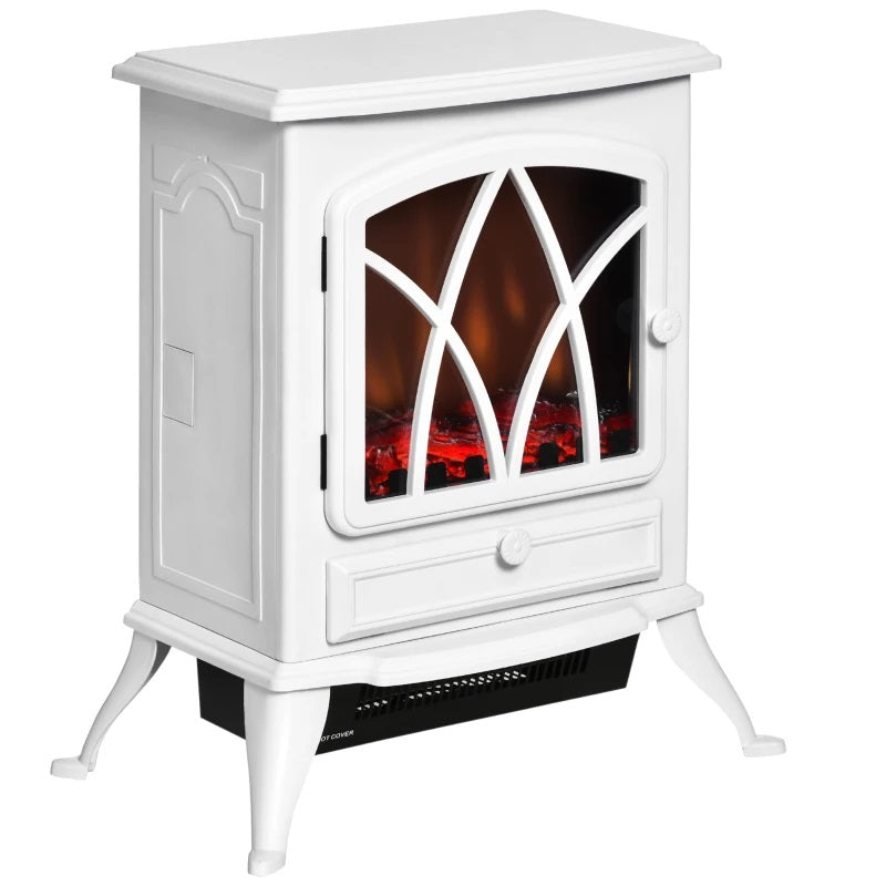 EvenStar Stove Style Electric Fireplace with Adjustable Flame and 750/1500W Output - White