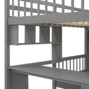 Fabletown Loft Full Over Twin Bunk Bed with Desk, Drawers, Stairs, and Integrated Dresser in Grey 98"L x 80"W x 64.5"H