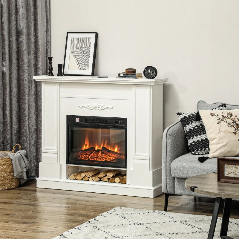 Farrington Creek 46" Electric Fireplace with White Mantel, Shelf and 1400w Heater