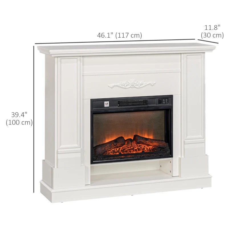 Farrington Creek 46" Electric Fireplace with White Mantel, Shelf and 1400w Heater