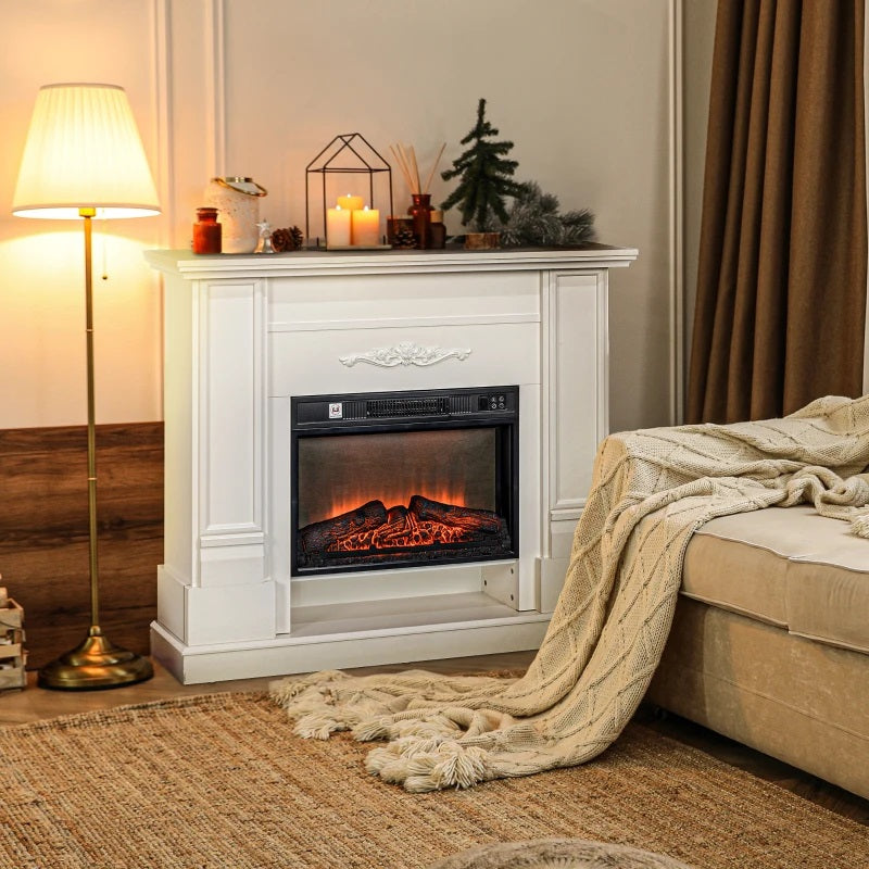 Farrington Creek 46" Electric Fireplace with White Mantel, Shelf and 1400w Heater