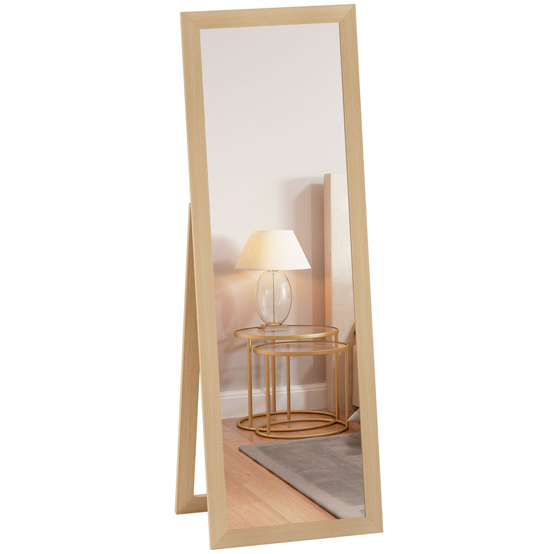 Mirrors, 58" x 20" Oak Wood Grain Floor Standing Mirror, Full Body Mirror for Bedroom - Seasonal Overstock
