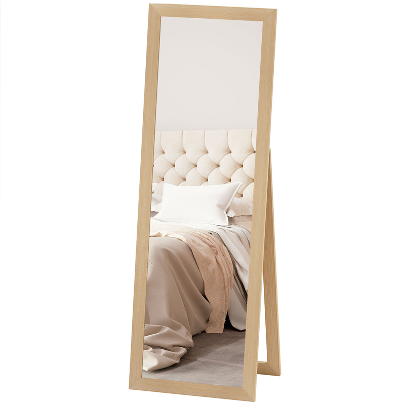 Mirrors, 58" x 20" Oak Wood Grain Floor Standing Mirror, Full Body Mirror for Bedroom - Seasonal Overstock
