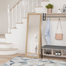 Mirrors, 58" x 20" Oak Wood Grain Floor Standing Mirror, Full Body Mirror for Bedroom - Seasonal Overstock