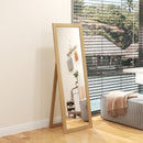 Mirrors, 58" x 20" Oak Wood Grain Floor Standing Mirror, Full Body Mirror for Bedroom - Seasonal Overstock