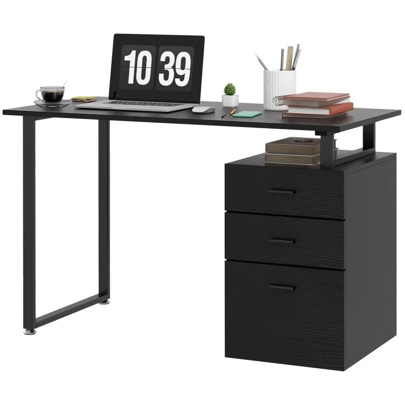 Gaetano Industrial Style Desk & File Cabinet - Black