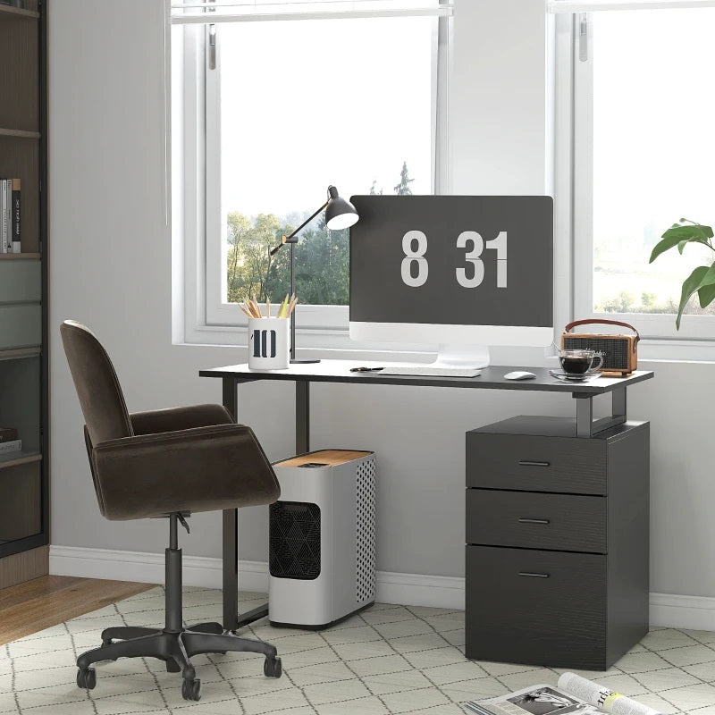 Gaetano Industrial Style Desk & File Cabinet - Black