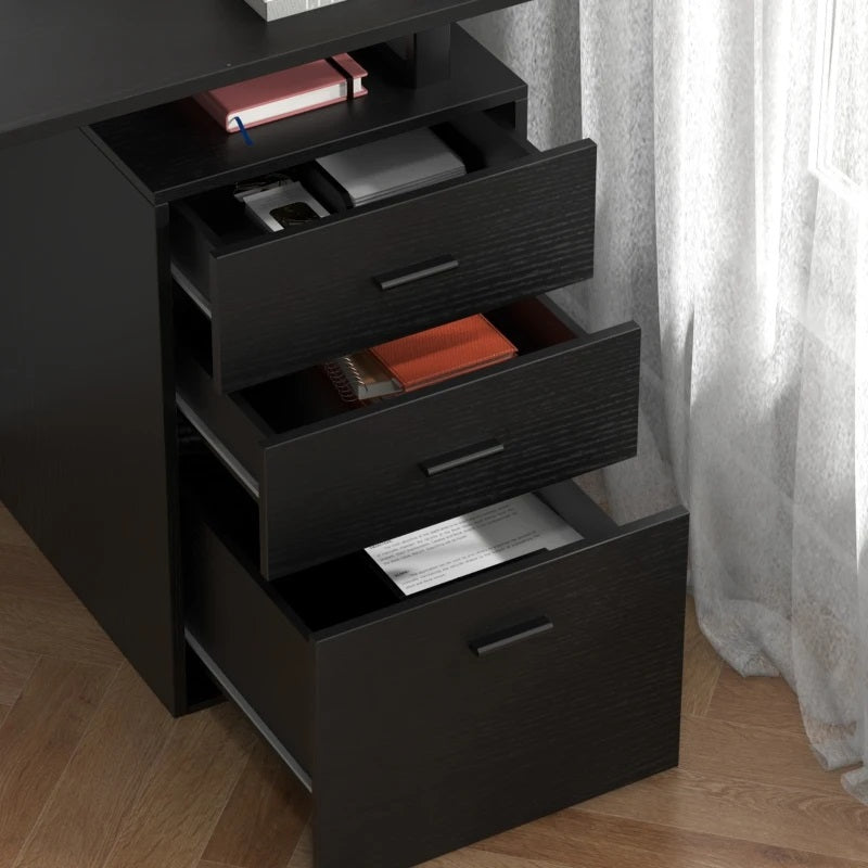 Gaetano Industrial Style Desk & File Cabinet - Black