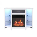 Gerrard Fireplace White Corner TV Stand with LED Lights and Smart APP Control for up to 50" TVs