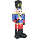 Giant inflatable Christmas display nutcracker toy soldier with a white beard on a white background