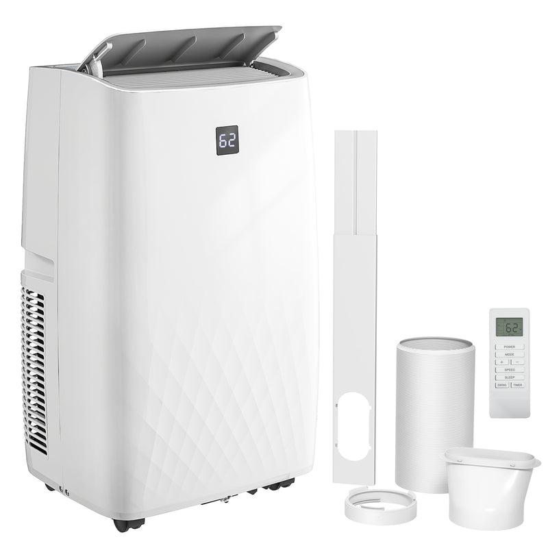 Air Conditioner, HOMCOM 14,000BTU Portable Air Conditioner and Dehumidifier with 24-Hour Timer, Window Kit 700 Sq.ft. - White - Seasonal Overstock