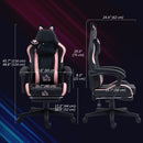 HOMCOM Cute Racing Gamer Chair, Faux Leather Gaming Chair with Footrest, Headrest and Lumbar Support, Black
