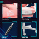 HOMCOM Cute Racing Gamer Chair, Faux Leather Gaming Chair with Footrest, Headrest and Lumbar Support, Pink White