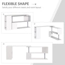 White office desk with flexible shape options on a light gray background