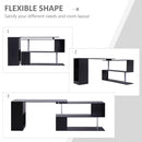 Black L-shaped desk with flexible shape options on a white background