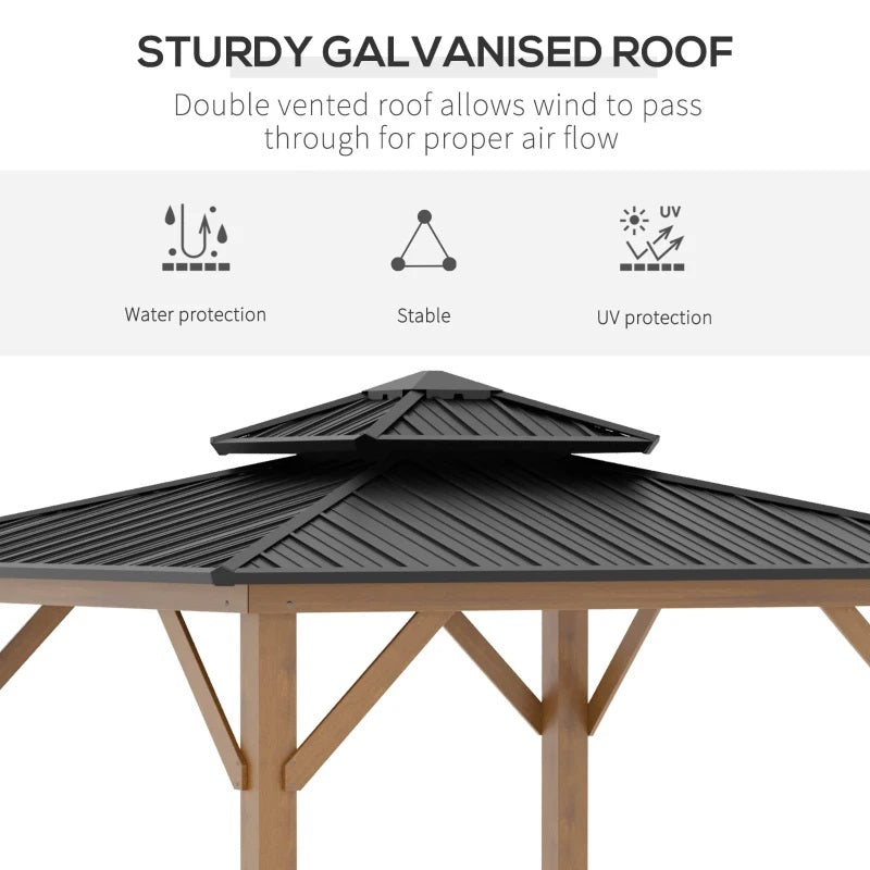 Harrison Hills 11' x 11' Wood Framed Hard Top Gazebo with Galvanized Steel Vented Roof