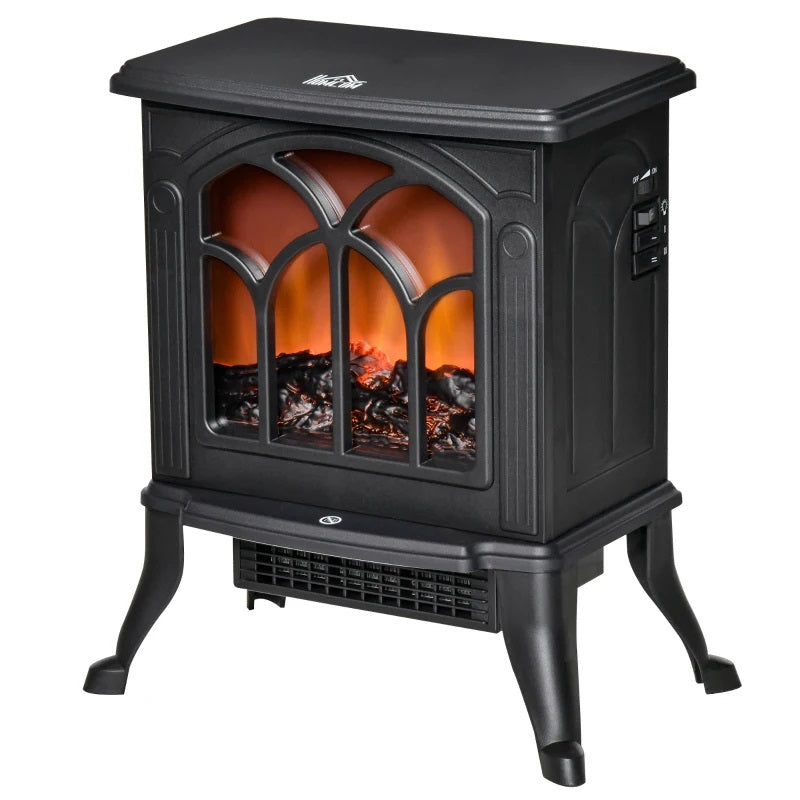 Hartly 15" Black Stove Like Electric Fireplace Heater with Realistic Log and 750/1500W Heater