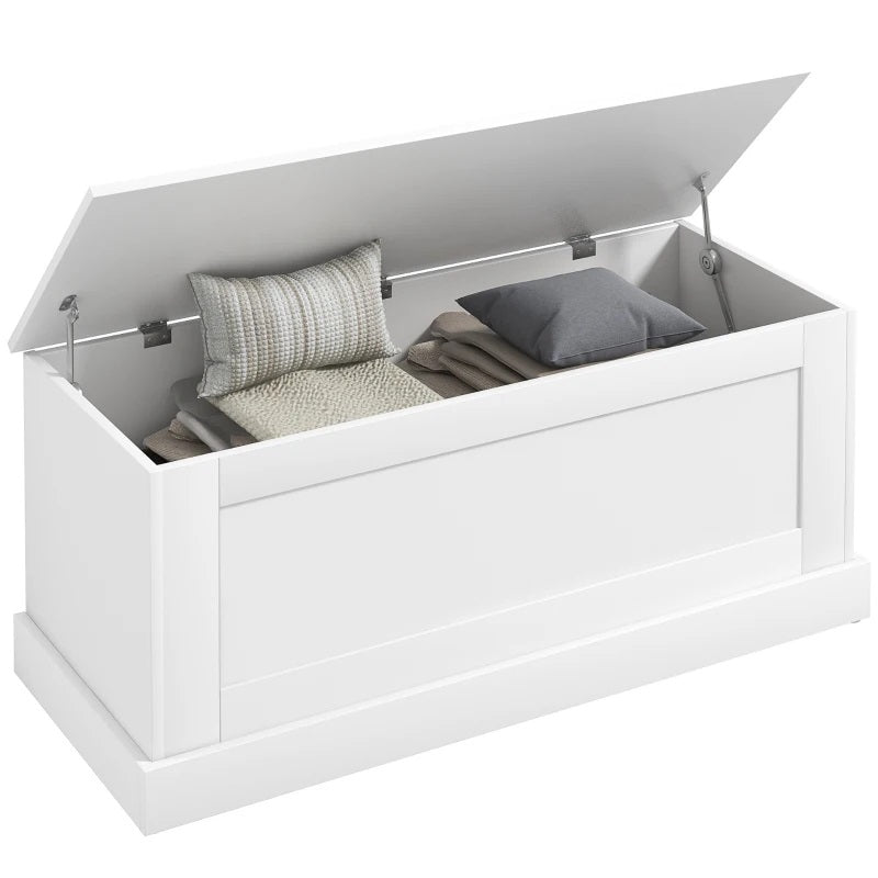 Harvest Hideaway 122L Storage Bench Chest Toy Storage Box - White Wood Grain