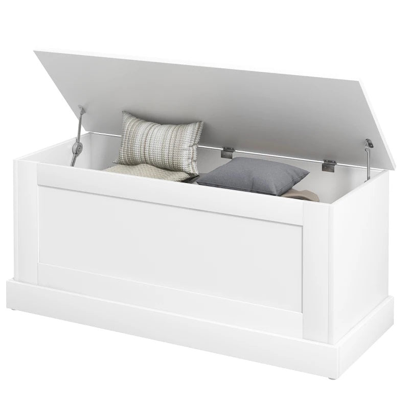 Harvest Hideaway 122L Storage Bench Chest Toy Storage Box - White Wood Grain