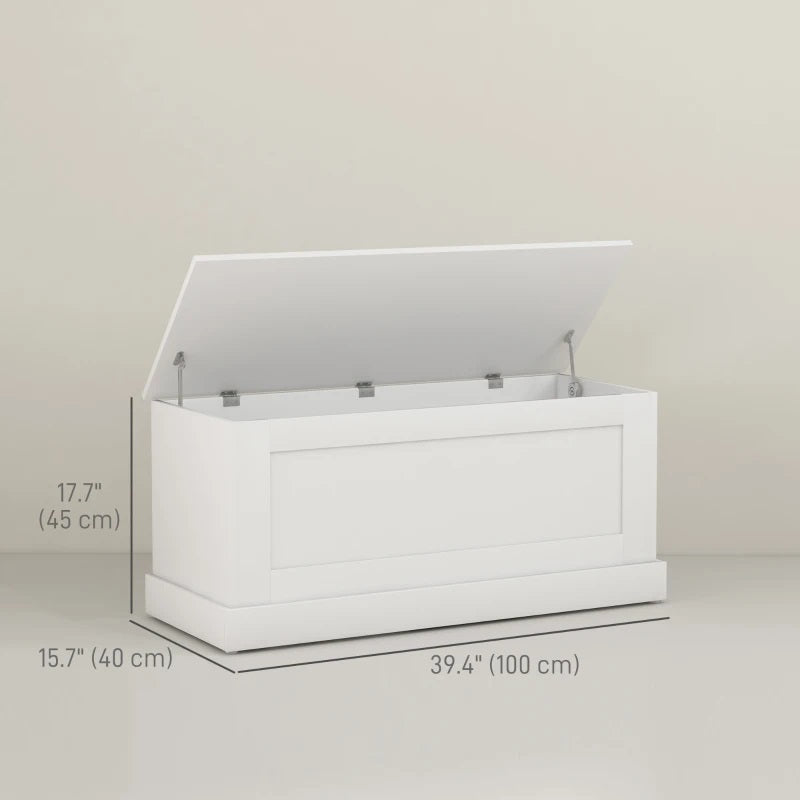 Harvest Hideaway 122L Storage Bench Chest Toy Storage Box - White Wood Grain