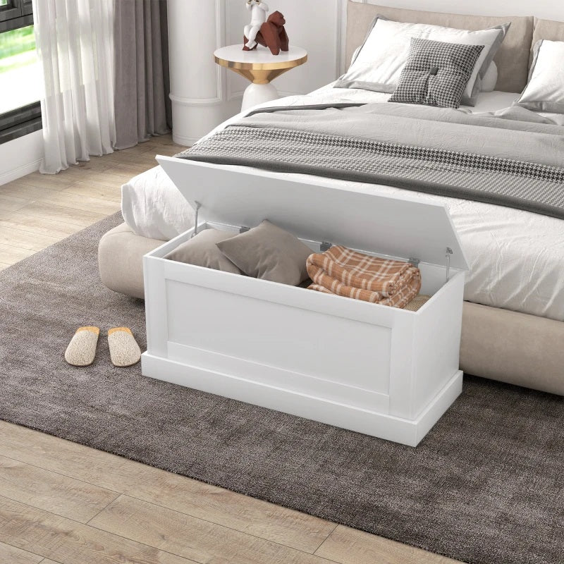 Harvest Hideaway 122L Storage Bench Chest Toy Storage Box - White Wood Grain