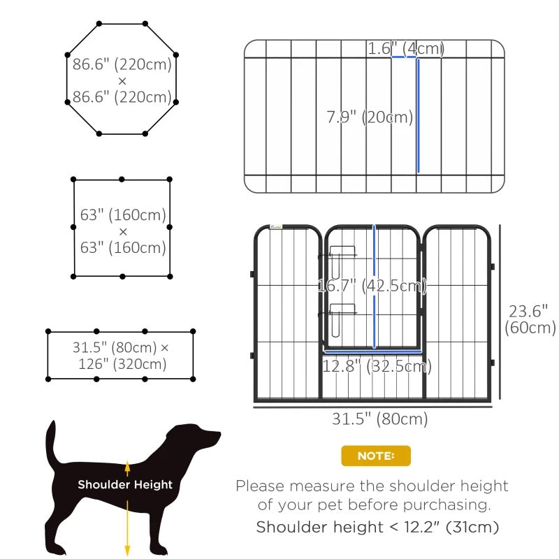 Heavy Duty 8-Panel Pet Playpen Portable Dog Pen for Indoor & Outdoor Use 23.5" High