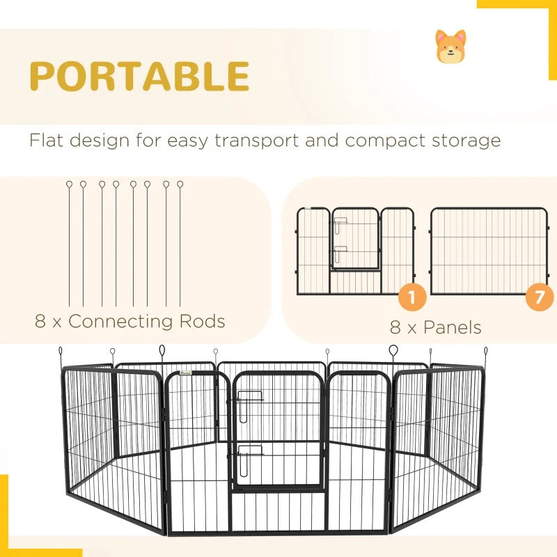 Heavy Duty 8-Panel Pet Playpen Portable Dog Pen for Indoor & Outdoor Use 23.5" High