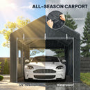 Heavy Duty Carport 10' x 20' Portable Garage, Dark Grey