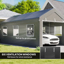 Heavy Duty Carport 10' x 20' Portable Garage, Dark Grey