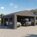 Heavy Duty Double Carport for 2 Cars 20' x 20' Portable Garage, Dark Grey
