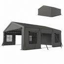 Heavy Duty Double Carport for 2 Cars 20' x 20' Portable Garage, Dark Grey