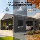 Heavy Duty Double Carport for 2 Cars 20' x 20' Portable Garage, Dark Grey