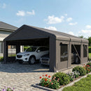 Heavy Duty Double Carport for 2 Cars 20' x 20' Portable Garage, Dark Grey
