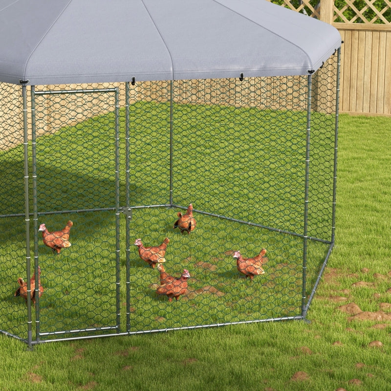 Hexagonal Small Animal Pen Chicken Coop with Cover - 13' x 11.4' - Seasonal Overstock